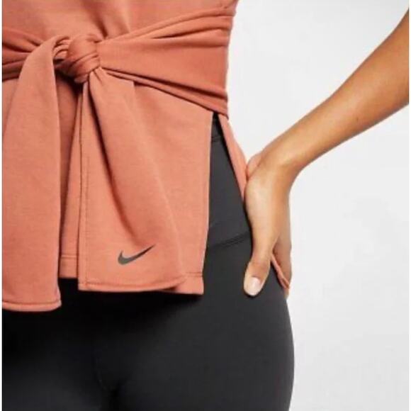 Nike Studio Yoga Training Top SS Wrap Rust Size Small - Picture 4 of 9